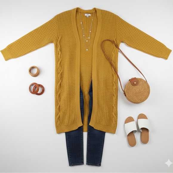 Zoey Sweaters - Elegant Mustard Cardigan for Women